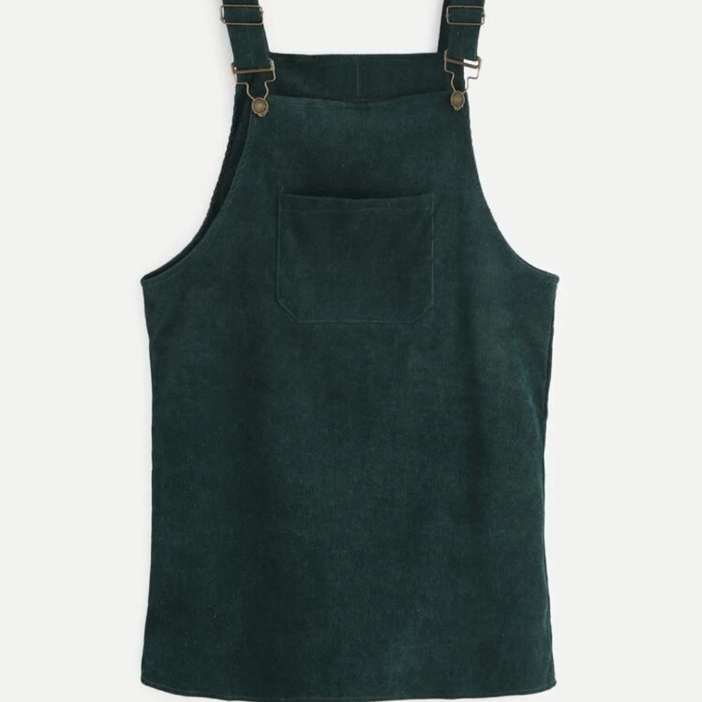 SHEIN Green Cord Overall / Pinafore Dress